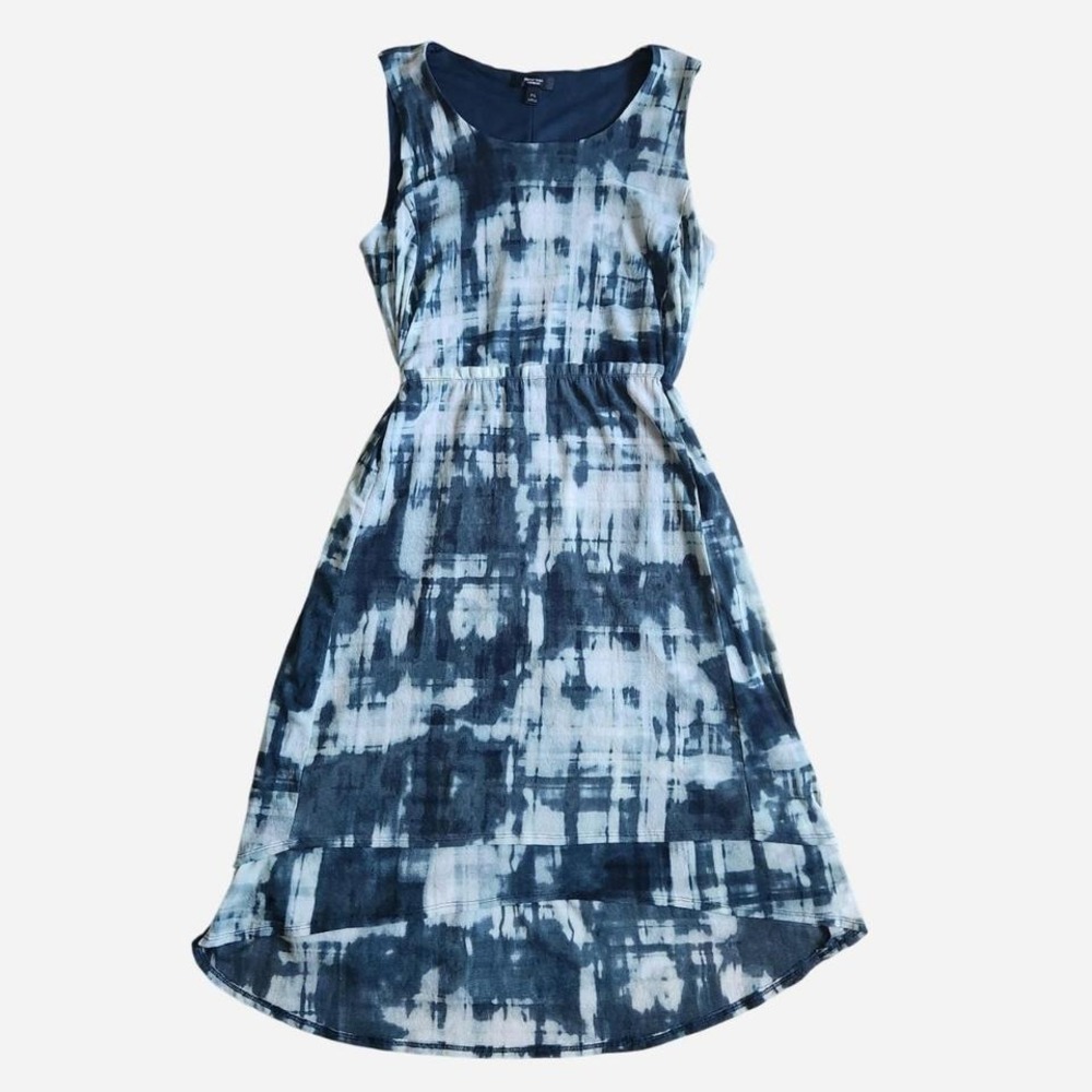 Vera Wang Simply Vera Tie-Dye Midi Dress Asymmetrical Hemline Green Petite S